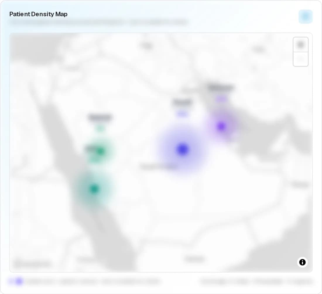 Illustrative PACE map of programme patient distribution across Saudi cities.